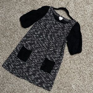 Anthropologie Black and Gray Mini Dress